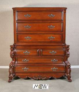 Solid Mahogany Gentlemans Bombe Chest on Chest Dresser  