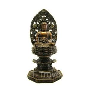  Buddha Meditating On Lotus Pedestal Bronze Statue