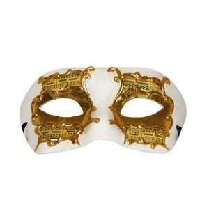  White/Silver Mardi Gras Harlequin Party Mask #(7017). 