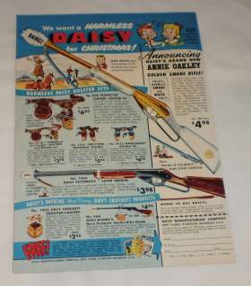 1955 ANNIE OAKLEY Daisy Golden Smoke Rifle Christmas ad page  