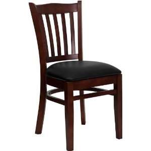   Back Wooden Restaurant Chair with Black Vinyl Seat: Office Products