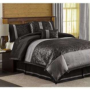 Metallic Animal King 6pc Comforter Set Black/Silver  Lush Decor Bed 