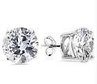 Mens Round Diamonique CZ Solitaire Stud Earrings Real 925 Sterling 