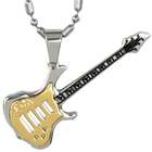 Dahlia Stainless Steel Gold Guitar Pendant Necklace 22