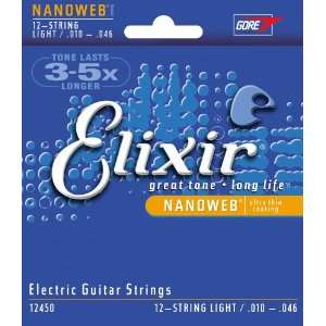  Elixir Strings Electric Guitar Strings, 12 String Light 