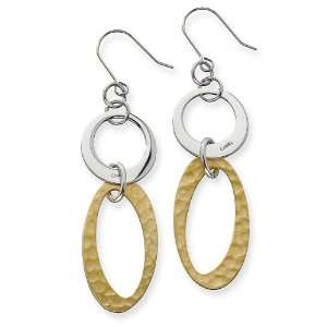   Stainless Steel Gold IP Plated Circles Link Earrings: Chisel: Jewelry