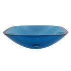   VESSEL SINK 1/2 Square Temper Glass Blue Vessel Sink 16.5X16.5X5.25
