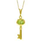   Gold Products, inc 14K. Solid Gold Key Charm Necklace with Peridot