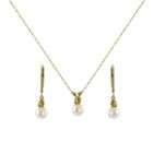   Freshwater Pearl and Citrine Pendant and Earring Set. 10k Yellow Gold
