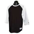 Champion 6.1 oz. Tagless Raglan Baseball T Shirt   BLACK WHITE   L