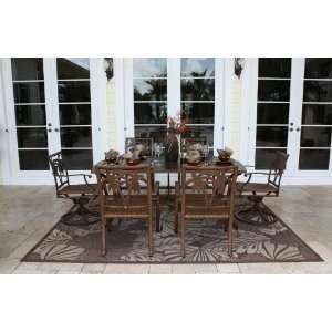  Coco Palm Swivel 7 Piece Slatted Dining Set with Arm Chairs 