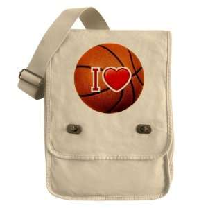    Messenger Field Bag Khaki I Love Basketball 