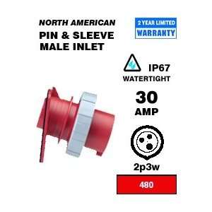  Leviton 330B7W 30 Amp 480 Volt Pin & Sleeve Inlet