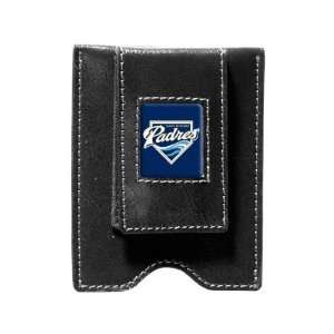   Diego Padres Black Leather Money Clip & Card Case