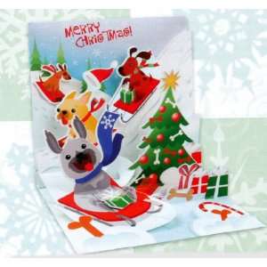   Christmas Greeting Card Sledding Dogs Pop Up: Health & Personal Care
