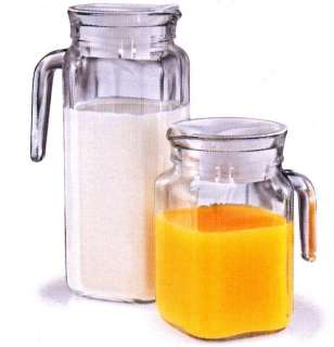 PITCHER PAIR GLASS W/LID REFRIGERATOR Water Milk Juice  