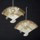 KSA Club Pack of 24 Ivory and Gold Fabric Fan Christmas Ornaments 5