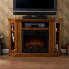   Inc. Corner Media Console Electric Fireplace in Brown Mahogany