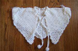 White Sweater Dress on Baby Gift Hand Crochet Knitted Lace Pram Or Moses Basket Blanket Quilt