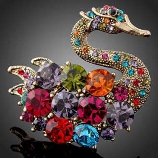 ARINNA Swarovski multi Crystal swan fashion Brooch Pin  