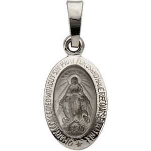  14K White Gold 12.00X08.00 mm Miraculous Medal CleverEve 