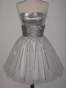 Sexy Short Prom Cocktail Party Dress White & Silver XL  