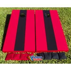  RED & BLACK Matching Striped Cornhole Bean Bag Toss Game w 