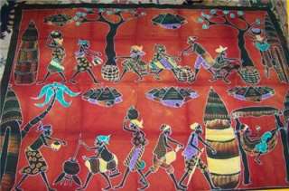 Rare Unique Large African Batik Wall Art Hanging Over 4.5 x 6 feet 