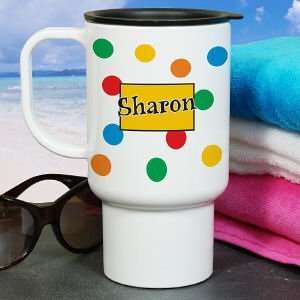  Personalized Polka Dot Name Travel Mug: Home & Kitchen