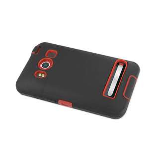 Premium Hybrid Impact Case Cover for HTC EVO 4G Black/Red Double Layer 