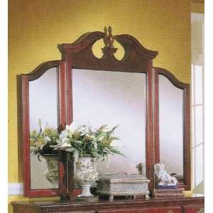 Bedroom Tri View Mirror Traditional Style Cherry Finish  