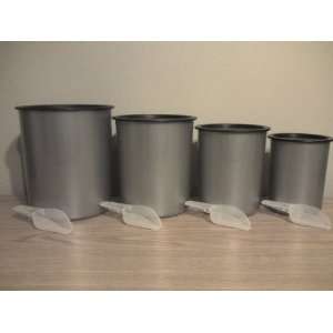  One Touch Canister Set   Silver & Black