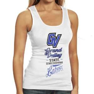   Lakers Ladies White Distressed Boy Beater Tank Top: Sports & Outdoors