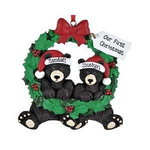   Black Bear Wreath Couple Christmas Ornament: Home & Kitchen