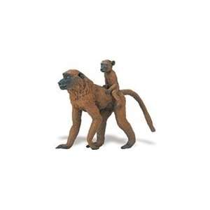  Wild Safari Baboon Female with Baby Toy Model: Toys 