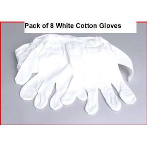  White Cotton Gloves Pack 8 Gloves, film, coins, CD/DVD 