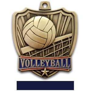 Hasty Awards 2.5 Shield Custom Volleyball Medals GOLD MEDAL/NAVY 