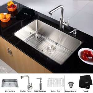  30 Undermount Single Bowl Kitchen Sink with 13.4 Faucet 