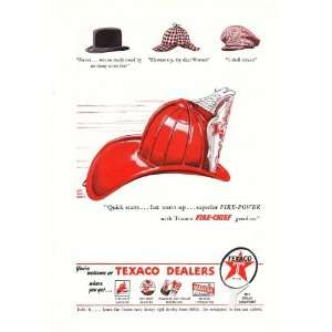 1946 Ad Texaco Motor Oil Firechief Fire Helmet Original Vintage Print 