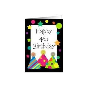 Happy 4th Birthday Party Hats Card Card : Toys & Games : 