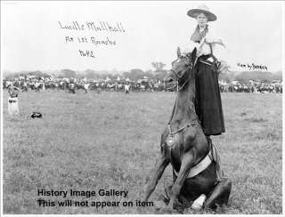 1909 WOMAN TRICK HORSEBACK HORSE Rider Photograph  