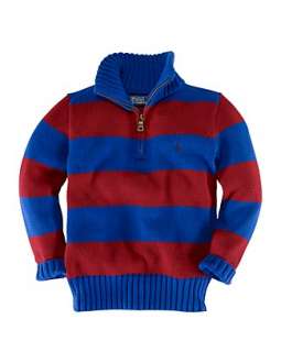 Ralph Lauren Childrenswear Toddler Boys Striped Half Zip Sweater 