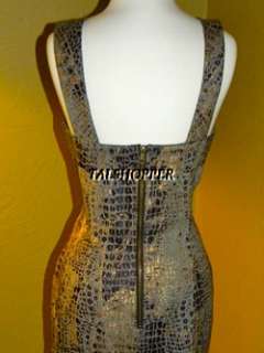 NEW $149 MUSE Boston Proper Beaded Embellished Foil Croco Sheath Dress 