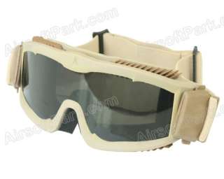 Tactical Anti fog Full Set Goggle Glasses with 3pc of Lens Tan  