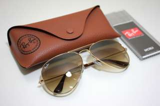 Rayban 3025 001/51 Brown Gradient Faded Gold Aviator Sunglasses 55mm 