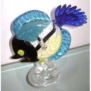  8 Blue Clear Crystal Glass Tropical Fish Figurine: Home 