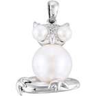 jewelryweb sterling silver freshwater cultured pearl owl pendant 3 5