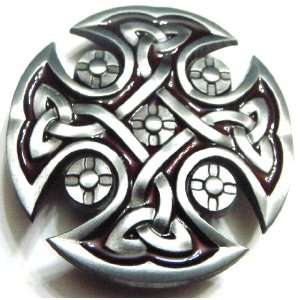  Celtic Cross Belt Buckle Knotwork Red (Brand New 