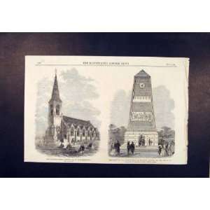  Church St Leonards On Sea Monument Magenta Print 1864 