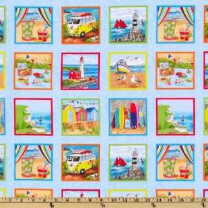  44 Wide Seaside Labels Blue Fabric By The Yard Arts 